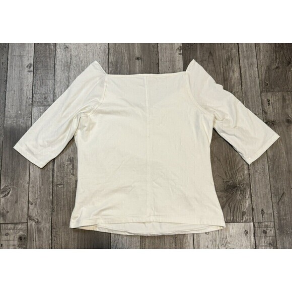 ATM Anthony Thomas Melillo Top White Pima Cotton Crossover Elbow Sleeve Large - Picture 6 of 8